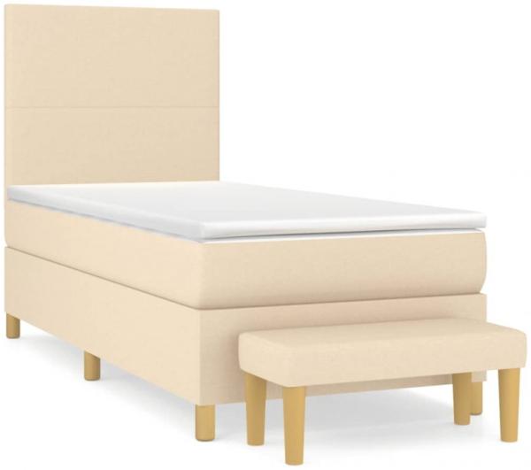 vidaXL Boxspringbett mit Matratze Stoff Creme 80 x 200 cm, Härtegrad: H2 [3136954]