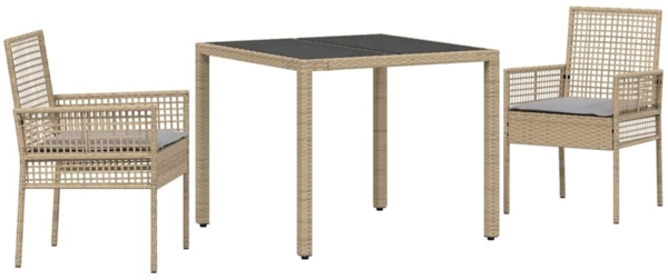 vidaXL Garten Essgruppe 3 pcs Beige Poly-Rattan 3334879