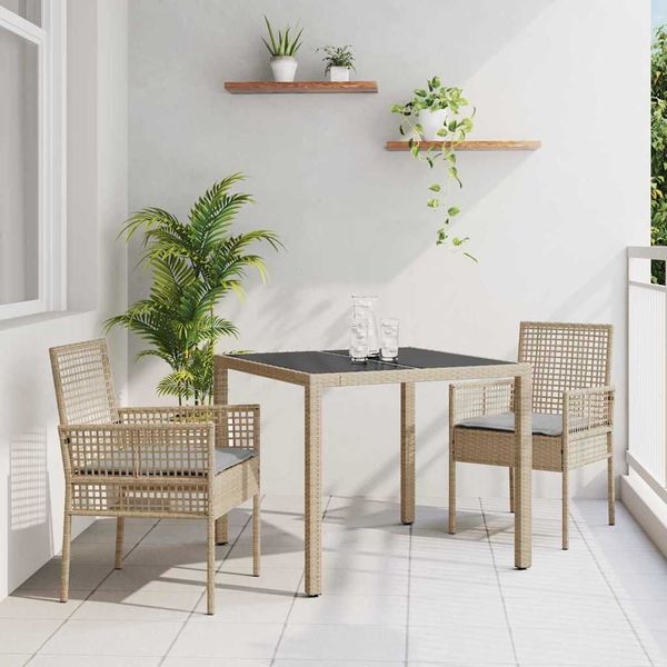 vidaXL Garten Essgruppe 3 pcs Beige Poly-Rattan 3334879