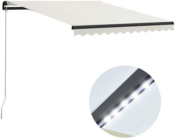 Markise Manuell Einziehbar, Sonnenmarkise mit LED 300x250 cm Creme