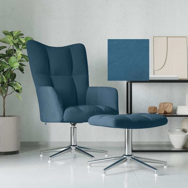 vidaXL Relaxsessel mit Hocker Blau Samt [328138]