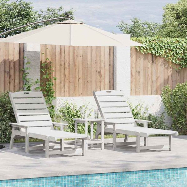 vidaXL Sonnenliege 2 pcs Weiß 195,5 x 53 x 98,5 cm Polyethylen 3335850