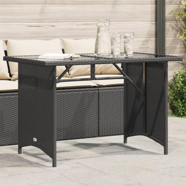 vidaXL Gartentisch mit Glasplatte Schwarz 110x68x70 cm Poly Rattan 366350