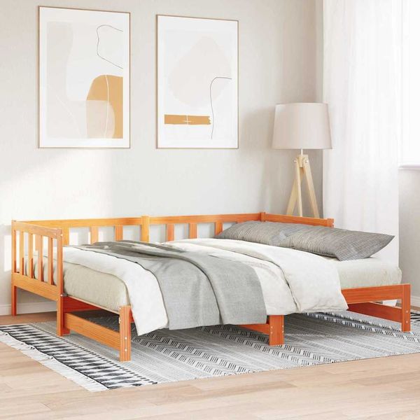 vidaXL Ausziehbares Tagesbett Wachsbraun 203,5 x 164 x 66 cm 867844