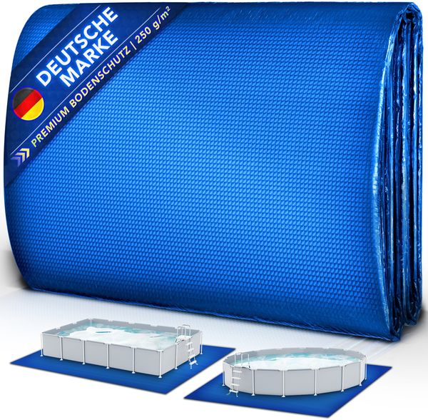 tillvex® Premium Pool Bodenplane 274 x 274 cm Rechteckig mit 250 g/m² - für Pools & Schwimmbecken | UV-stabile & reißfeste Poolunterlage Bodenschutzmatte | Bodenschutzplane für Swimmingpool