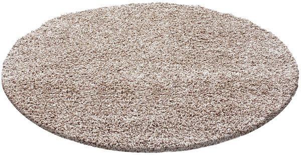 Hochflor Teppich Lux rund - 80 cm Durchmesser - Beige