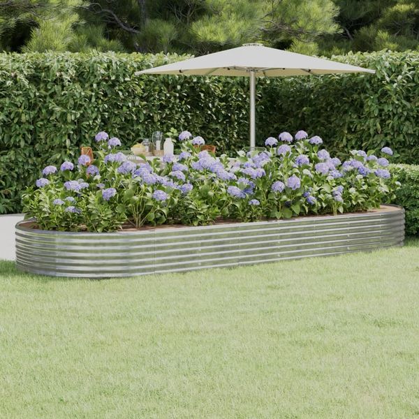 vidaXL Hochbeet Verzinkter Stahl 373x140x36 cm Silbern 319037