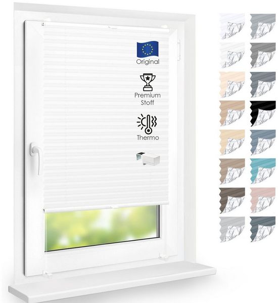 DomDeco Plissee Premium Thermo Plissee ohne Bohren, Sichtschutz, lichtdurchlässig, blickdicht, Klemmfix, Thermo-Wärmeschutz, verdunkelnd, blickdicht, Stufenlos