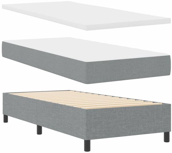 vidaXL Boxspringbett mit Kopfteil Hellgrau 100 x 200 cm Stoff 3343967 Bild 4