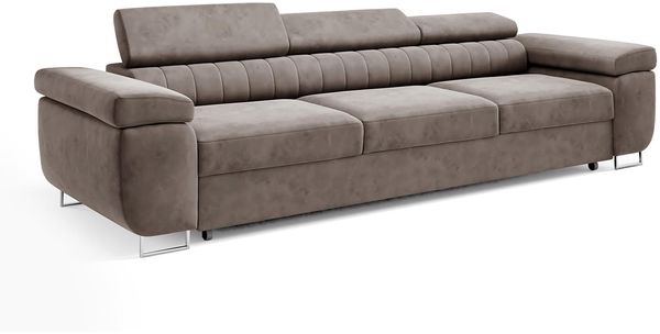 Schlafsofa CARMEN, moderne Couch mit verstellbaren Kopfstützen, ausziehbare Polstercouch, Sofa mit Schlaffunktion, Monolith 15, 90 x 98 x 262 cm