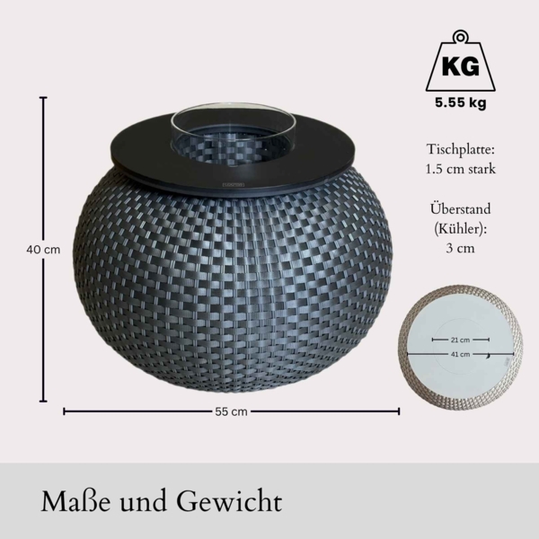 COOTAB Cooler Table MILANO Beistelltisch mit Acryl-Kühler - Anthrazit/Champagner Bild 5