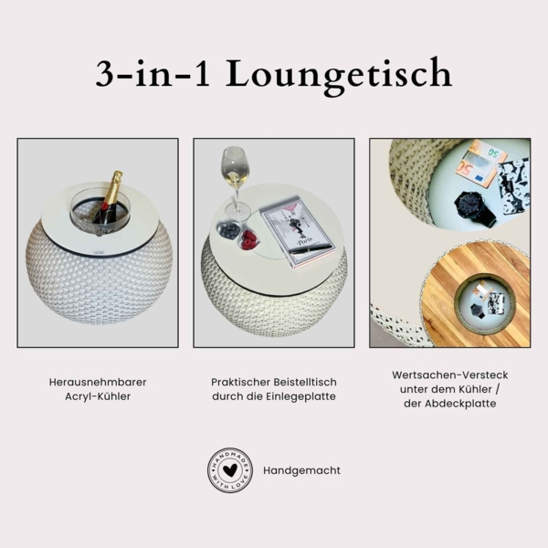COOTAB Cooler Table MILANO Beistelltisch mit Acryl-Kühler - Anthrazit/Champagner Bild 4