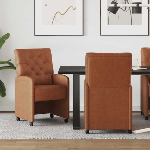vidaXL Esszimmerstühle mit Rollen 2 pcs Braun 58 x 67 x 97 cm 42017858