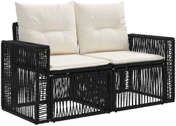 vidaXL Garten-Sofa 2-Sitzanzahl Schwarz Poly-Rattan 42026698