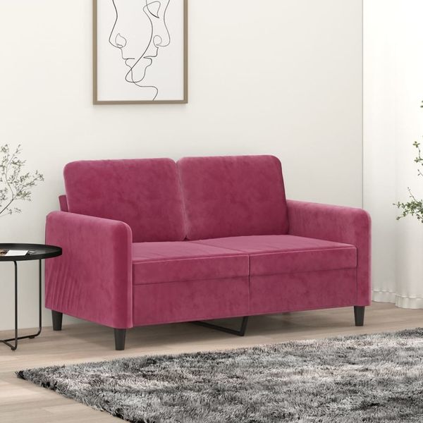 vidaXL 2-Sitzer-Sofa, Samt weinrot, 138 x 77 x 80 cm