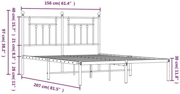 vidaXL Bettgestell mit Kopfteil Metall Weiß 150x200 cm 353588 Bild 10