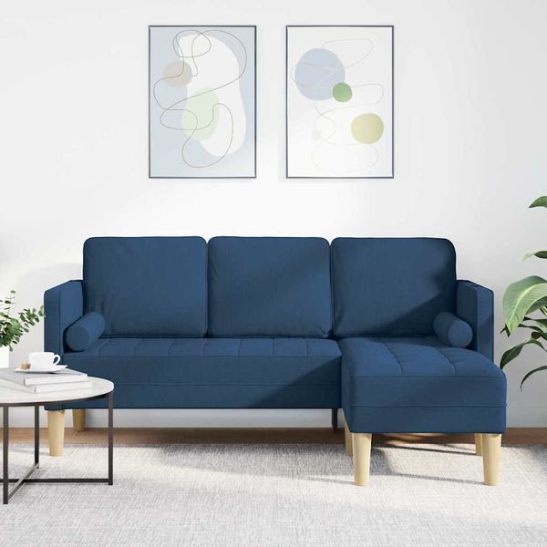 vidaXL Sofa Set mit Kissen Blau Polyester 42001920