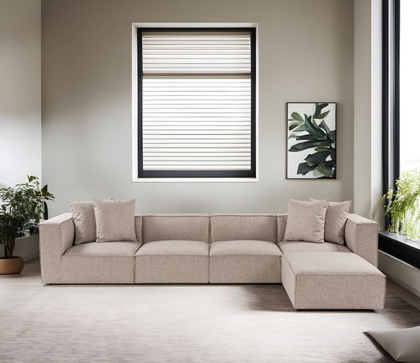 Ecksofa, 'Sora', 65 x 190 x 350, Sandbeige