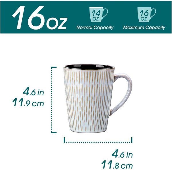vancasso PLUVO Kaffeetassen Set 6tlg Steingut 480ml Beige Getränke Henkel Bild 2