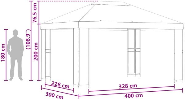 vidaXL Pavillon 4 x 3 m Blau Polyester und Stahl 190 gsm 900379 Bild 7