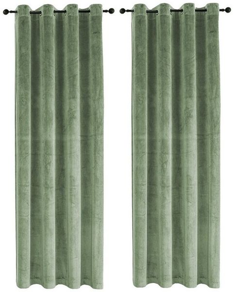 Haus und Deko Gardine Vorhang 2er Set Ösen Verdunkelung 140x245 cm Samt weich blickdicht, Ösen (2 St), Polyester