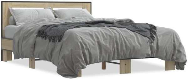 vidaXL Bettgestell Sonoma-Eiche 120x190 cm Holzwerkstoff und Metall 3280118