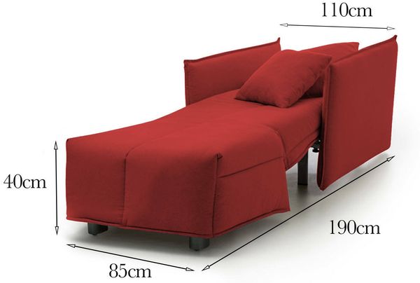 Dmora Sessel Atlantis, Einzelsofa, Wohnzimmersessel mit Trolley-Öffnung, Standardarmlehnen, 100 % Made in Italy, 110 x 90 x 85 cm, Rot Bild 5