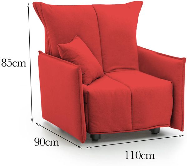 Dmora Sessel Atlantis, Einzelsofa, Wohnzimmersessel mit Trolley-Öffnung, Standardarmlehnen, 100 % Made in Italy, 110 x 90 x 85 cm, Rot Bild 3
