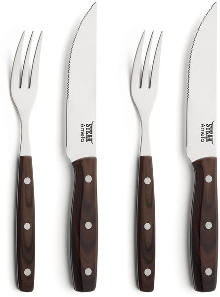Amefa PORTERHOUSE Steakbesteck Set 4-teilig holz hochglanzpoliert