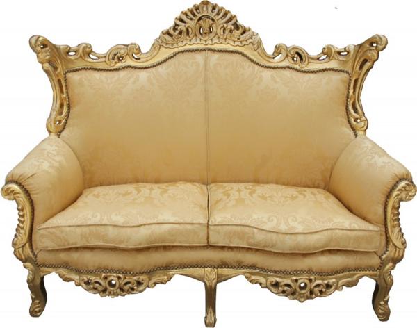 Casa Padrino Barock 2er Sofa Master Gold Blumen Muster/ Gold 2Mod - Wohnzimmer Couch Möbel Lounge