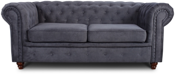 Sofa Chesterfield Asti 2-Sitzer, Couchgarnitur 2-er, Sofagarnitur, Couch mit Holzfüße, Polstersofa - Glamour Design (Graphit (Capri 16))