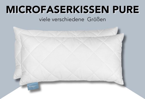 XDREAM Microfaserkissen Pure Kissen, einzeln oder als 2-er Set, in vielen Größen, Füllung: 100% Polyester, Bezug: Microfaser, Seitenschläfer, Rückenschläfer, mit Reißverschluss für Füllung, waschbar