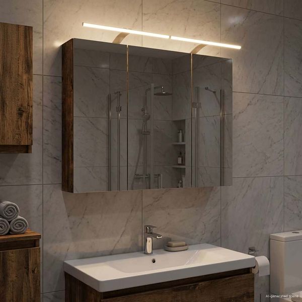 vidaXL Badezimmerspiegelschrank Geräucherte Eiche 100 x 14,5 x 70 cm 889131