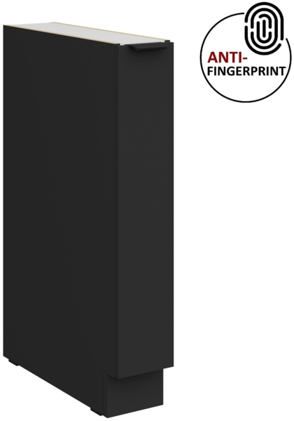 Küchen Unterschrank Schrankauszug 15 cm Küche ARIA Schwarz ultra matt + Schwarz matt, hochwertige Fronten mit Anti Fingerprint Beschichtung Küchenzeile Küchenblock Bild 1