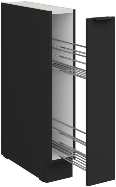 Küchen Unterschrank Schrankauszug 15 cm Küche ARIA Schwarz ultra matt + Schwarz matt, hochwertige Fronten mit Anti Fingerprint Beschichtung Küchenzeile Küchenblock Bild 2