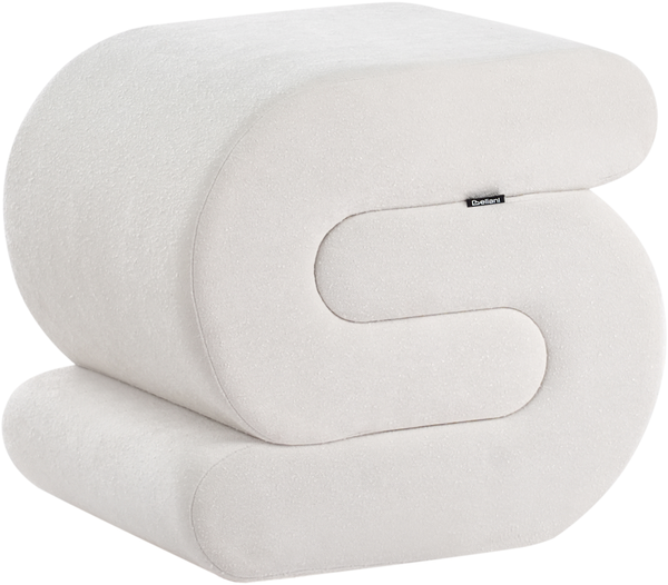 Pouf ARCADIA Chenillegewebe Cremeweiß