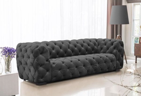 Sofa Designersofa NATALIE 3-Sitzer in Stoff Riviera Graphit