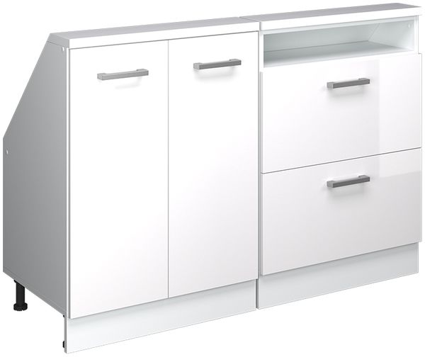 Dachschrägenschrank-Set Rion Weiß Hochglanz/Weiß 2er Set Vicco