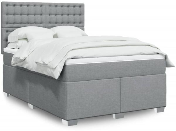 vidaXL Boxspringbett mit Matratze Hellgrau 160x200 cm Stoff 3290553