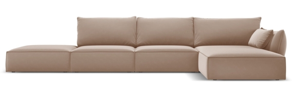 Micadoni Ecksofa Kaelle 5-Sitzer Rechts Samt Beige
