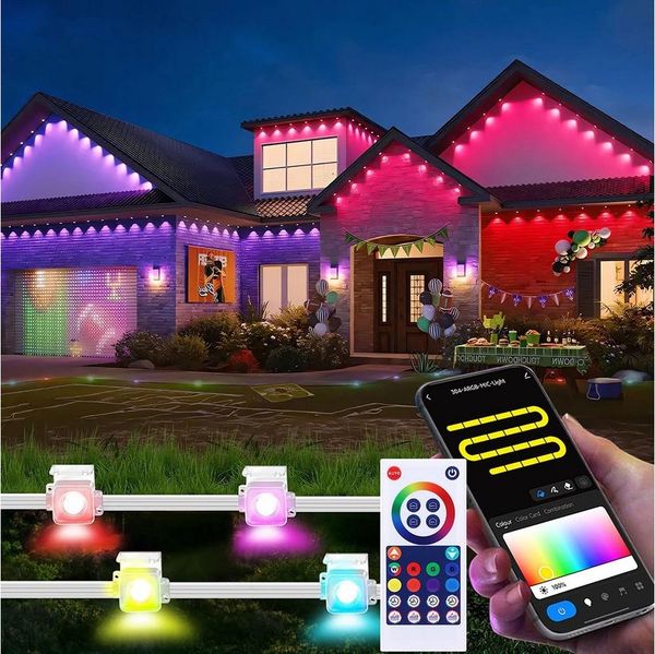 Sunicol LED Stripe Smart RGBIC Wasserdicht Permanente Außenbeleuchtung, 15M/30M/45M, Musik Sync, Timer, APP & Fernsteuerung LED Strip für Garten, Party