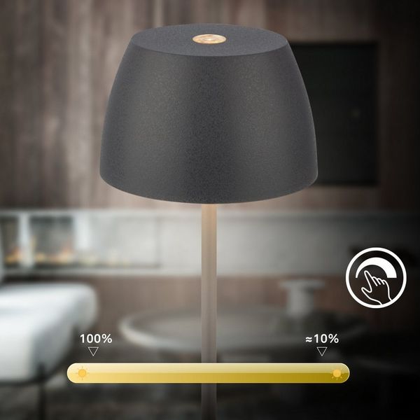 Briloner Leuchten LED Tischleuchte kabellos dimmbar touch Tischlampe Akku Indoor/Outdoor, LED fest integriert, Tischlampe kabellos 20 x 8 cm versch. Farben 2,5W Wohnzimmer