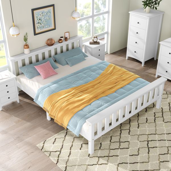 Rustikales Bett aus Kiefernholz 140x200 cm mit Stauraum, minimalistisches Design, stabil, ideal für kleine Schlafzimmer