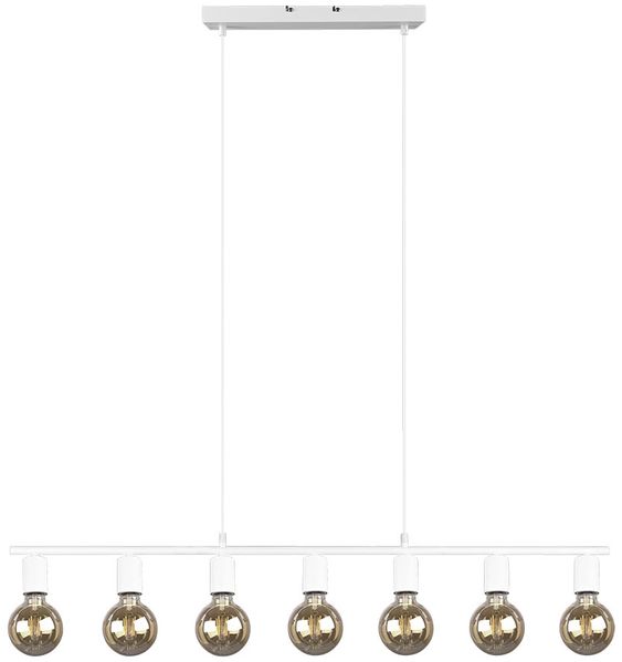 Pendelleuchte, Höhenverstellbar, 7 flammig, weiß, H 150 cm