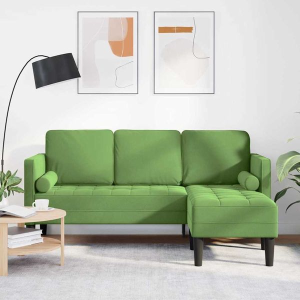 Sofa Set, Wohnzimmer Couch mit Kissen Hellgrün Polyester