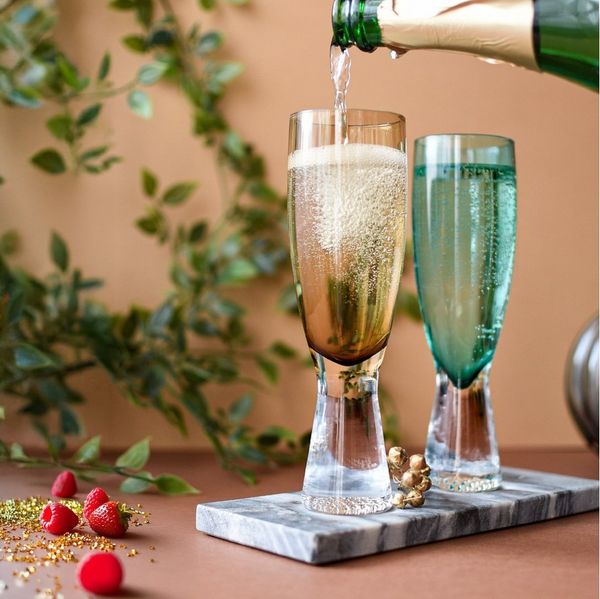 6 bunte Sektgläser 200ml auf Fuß Sektkelche Champagner Prosecco Sektglas