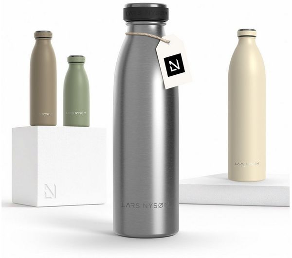 LARS NYSØM Edelstahl Trinkflasche 350ml, 500ml, 750ml, 1L, 1 5 liter | Thermosflasche Kohlensäure geeignet | Auslaufsichere Wasserflasche für Sport, Outdoor, Schule (Stainless Steel, 500ml)