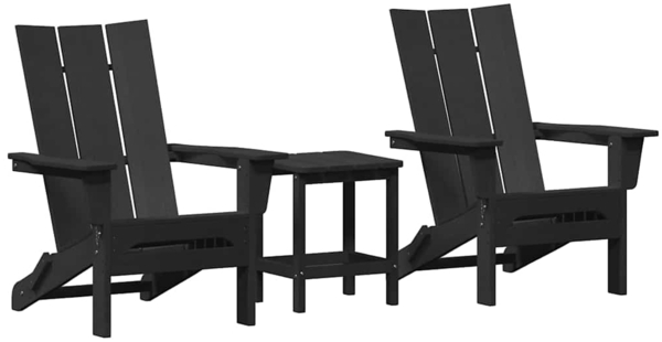 vidaXL Garten Lounge Möbel 3 pcs Schwarz 38 x 38 x 46cm Plastik 3335824