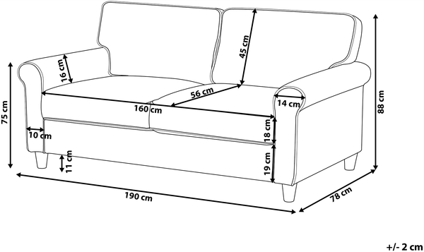 3-Sitzer Sofa Samtstoff grau RONNEBY Bild 2