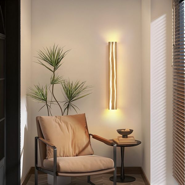 Nettlife Wandleuchte Wandleuchte Innen Holz Holzmaserung Natürlichkeit, Drehbar 360°, LED fest integriert, Warmweiß, Schlafzimmer Flur Treppe